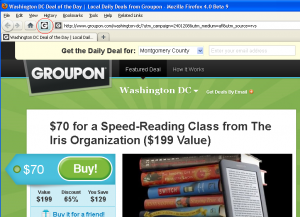 Groupon Button on Firefox navbar